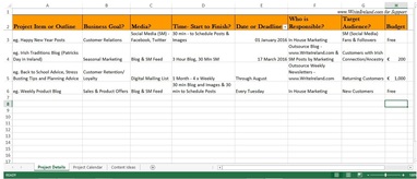 Free Content Planning Template from Write Ireland